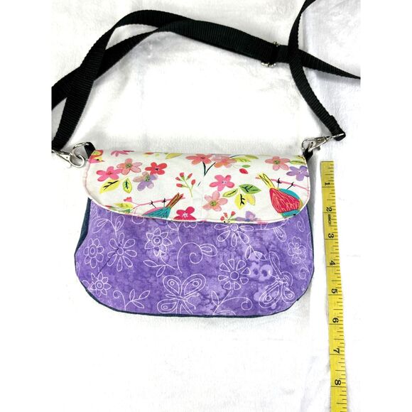 Handmade Upcycled Denim Small Magnetic Flap Shoulder/Crossbody Bag - Picture 12 of 12